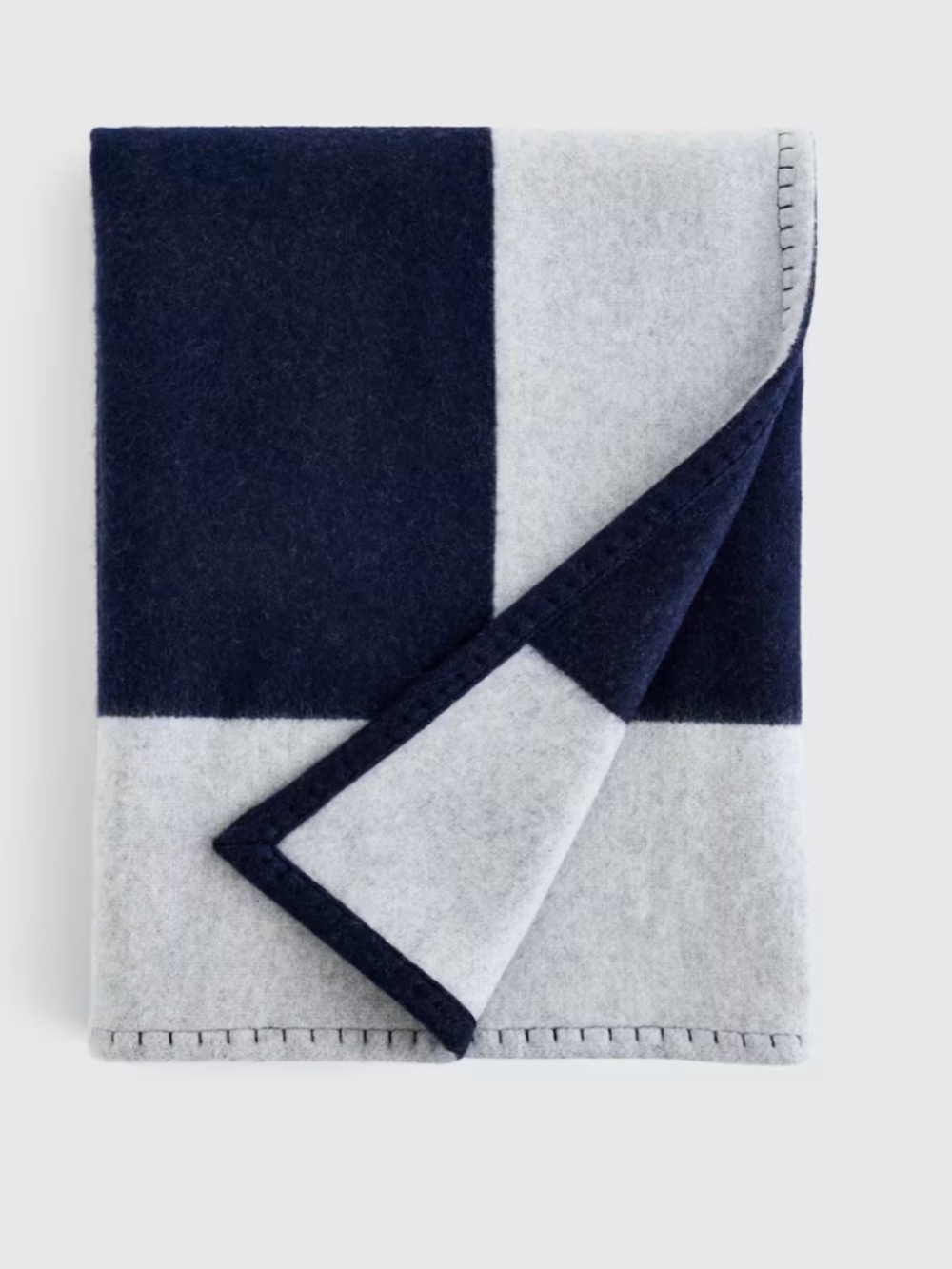 Merino Wool & Cashmere Luxury Throw navy and gray 50 x 60